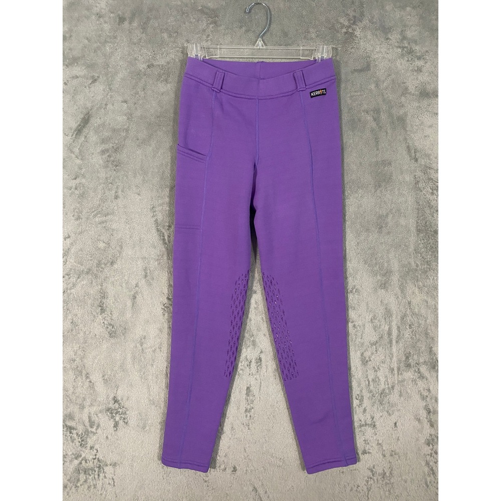 Kerrits Riding Pants Youth XL Purple Fleece Knee Patch Equestrian Leggings
